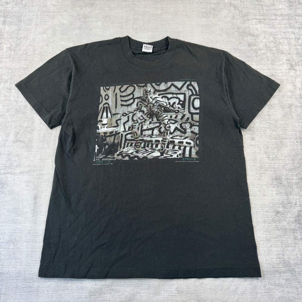 Keith Haring Annie Leibovitz shirt Shirt Mens Large Black Vintage 1992 Pop Art